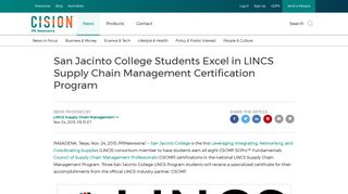 San Jacinto College Students Excel in LINCS Supply Chain ...