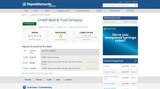 Lindell Bank & Trust Company Reviews and Rates - Deposit Accounts