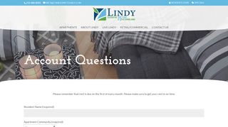 Lindy Communities Rental Apartments | Account Questions