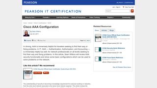 AAA Configuration | Cisco AAA Configuration | Pearson IT Certification
