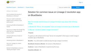 Solution for common issue on Lineage 2 revolution app on BlueStacks ...