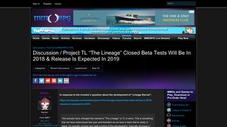 Project TL “The Lineage” Closed Beta Tests Will Be In 2018 ...
