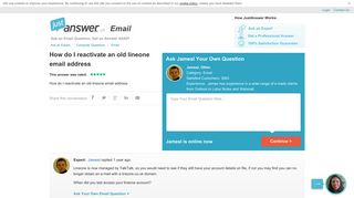 How do I reactivate an old lineone email address - JustAnswer UK