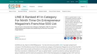 LINE-X Ranked #1 In Category For Ninth Time On Entrepreneur ...