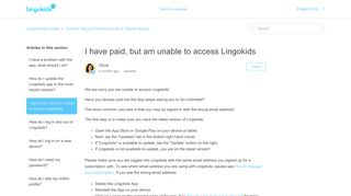 I have paid, but am unable to access Lingokids – Lingokids Help Center