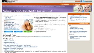 IDHS: Application for Benefits Eligibility (ABE) Customer Support