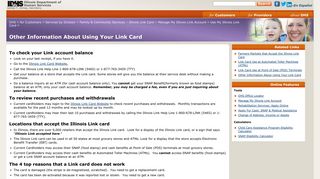 IDHS: Other Information About Using Your Link Card