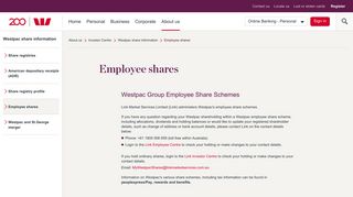 Group Employee Share Schemes, Investor Centre | Westpac