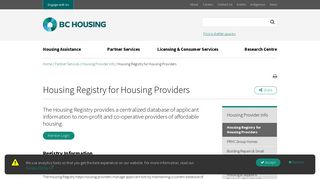Housing Registry for Housing Providers - BC Housing