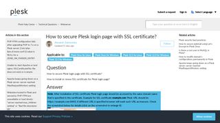 How to secure Plesk login page with SSL certificate? – Plesk Help ...