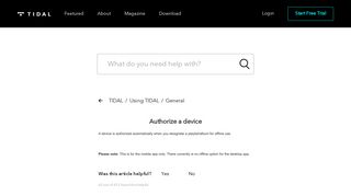 Authorize a device – TIDAL