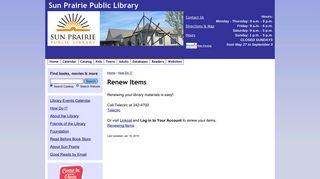 Renew Items | Sun Prairie Public Library