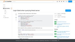 Login failed when querying linked server - Stack Overflow