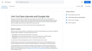 Link YouTube channels and Google Ads - Previous - YouTube Help
