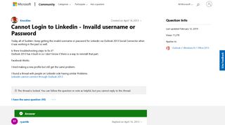 Cannot Login to Linkedin - Invaild username or Password ...
