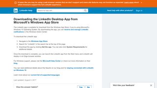 Downloading the LinkedIn Desktop App from Microsoft's Windows App ...