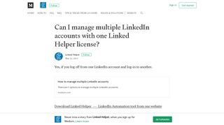 Can I manage multiple LinkedIn accounts with one Linked Helper ...