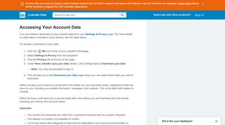 Accessing Your Account Data | LinkedIn Help