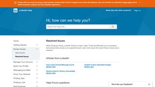 Resolved Issues | LinkedIn Help