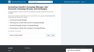 Accessing LinkedIn's Campaign Manager, Ads Accounts, Campaign ...