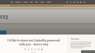 Troy Hunt: I'd like to share my LinkedIn password with you – here's why