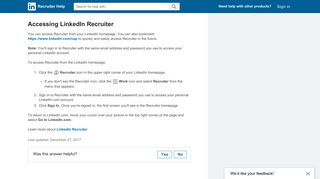 Accessing LinkedIn Recruiter | Recruiter Help