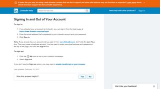 Signing In and Out of Your Account | LinkedIn Help