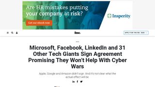 Microsoft, Facebook and LinkedIn Sign Cybersecurity Tech Accord ...