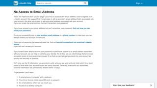 No Access to Email Address | LinkedIn Help