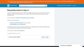 Repeatedly Asked to Sign In | LinkedIn Help