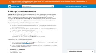 Can't Sign In to LinkedIn Mobile | LinkedIn Help