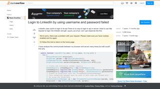Login to LinkedIn by using username and password failed - Stack ...