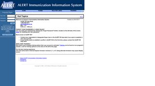 ALERT Immunization Information System .. [Portal Main Page]