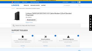 Linksys CM3016 DOCSIS 3.0 Cable Modem (16x4 Bonded Channels)