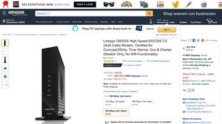 Amazon.com: Linksys CM3024 High Speed DOCSIS 3.0 24x8 Cable ...