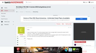 No Linksys 192.168.1.1 access (502 bad gateway error) - [Solved ...