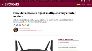 Flaws let attackers hijack multiple Linksys router models | InfoWorld