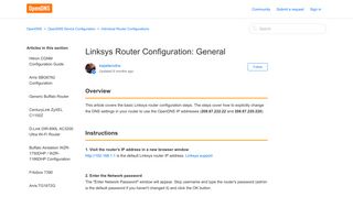 Linksys Router Configuration: General – OpenDNS
