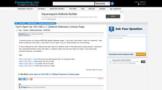 Can't open up 192.168.1.1 (Default Gateway) Linksys page ...