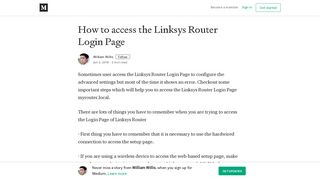 How to access the Linksys Router Login Page – William Willis – Medium