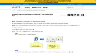 Accessing the Linksys Wireless-G VPN Router's Web-Based Setup ...