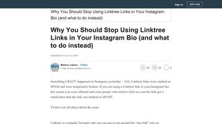 Why You Should Stop Using Linktree Links in Your Instagram Bio (and ...