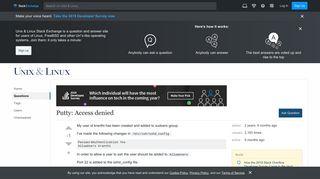 users - Putty: Access denied - Unix & Linux Stack Exchange