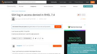 [SOLVED] SSH log in access denied in RHEL 7.4 - Linux Forum ...