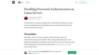 Disabling Password Authentication on Linux Servers - Medium
