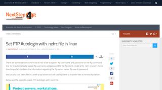 Set FTP Autologin with .netrc file in linux - Nextstep4it