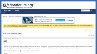 what is my localhost login? - FedoraForum.org