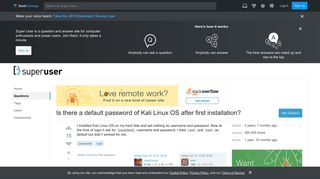 login - Is there a default password of Kali Linux OS after first ...