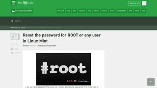 Reset the password for ROOT or any user in Linux Mint