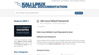 Kali Linux Default Passwords | Kali Linux